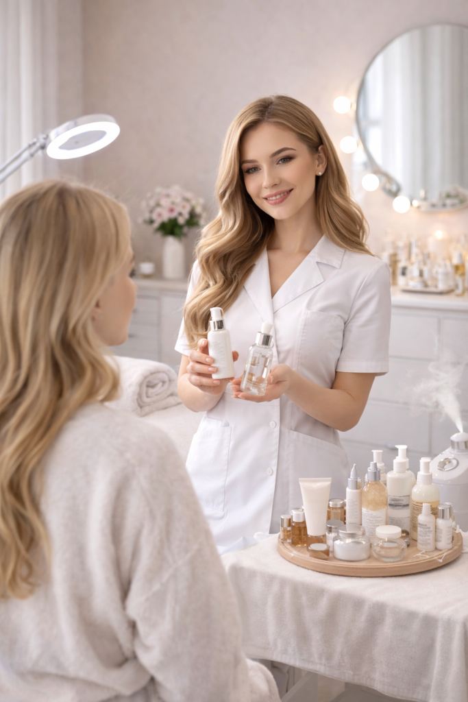 косметолог продает косметику